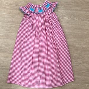 Pink Gingham Smocked Dress